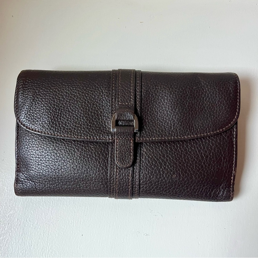 Longchamp Le Foulonné Continental Wallet in Mocha Brown